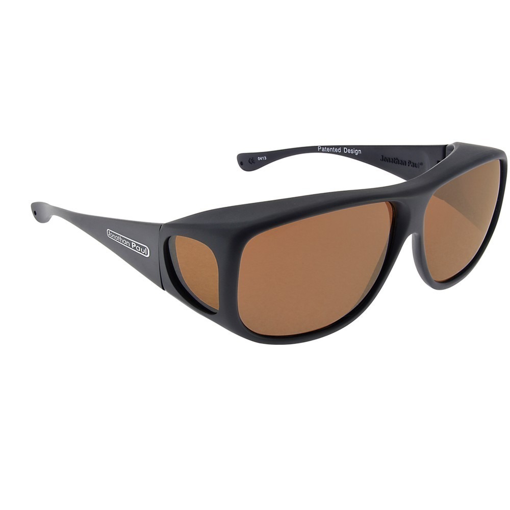 JONATHAN PAUL Polarized Sunglasses Fitovers Aviator Black Amber AV001A,  XL